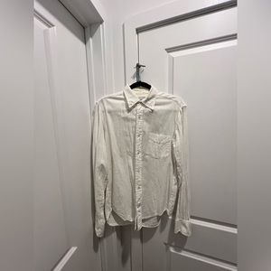 GUSTIN | Rainbow Nep White Chambray Cotton Shirt | size M Slim Fit L